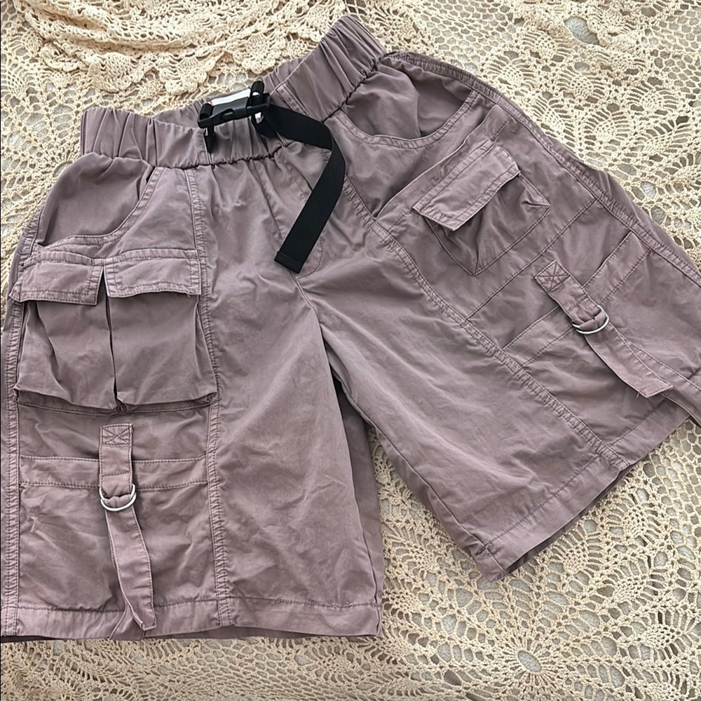 BDG Urban Outfitters Purple Cargo Shorts with relaxed fit & elastic waist